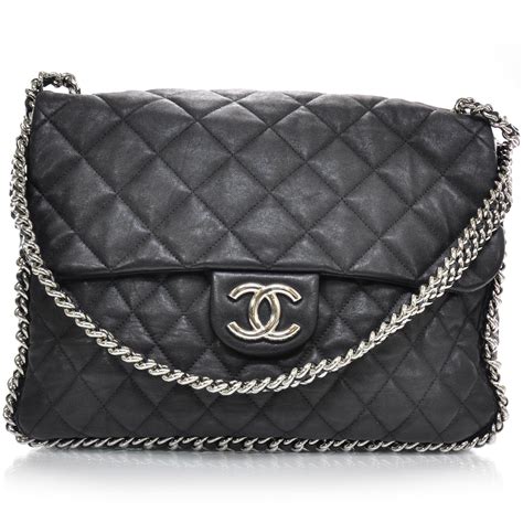 chanel black chain around maxi luxe flap bag|Chanel maxi flap bag lambskin.